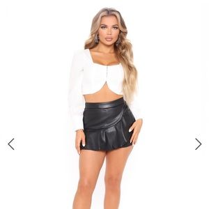 Flirt Your Way In Faux Leather Skort - Black